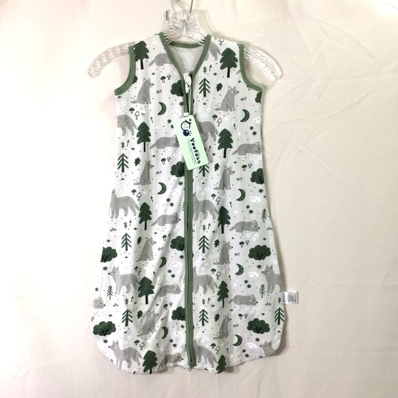 NEW Yoofoss Baby Sleep Sack 6-12 Mo Green Fox Print 100% Cotton Summer Wearable - Picture 3 of 5